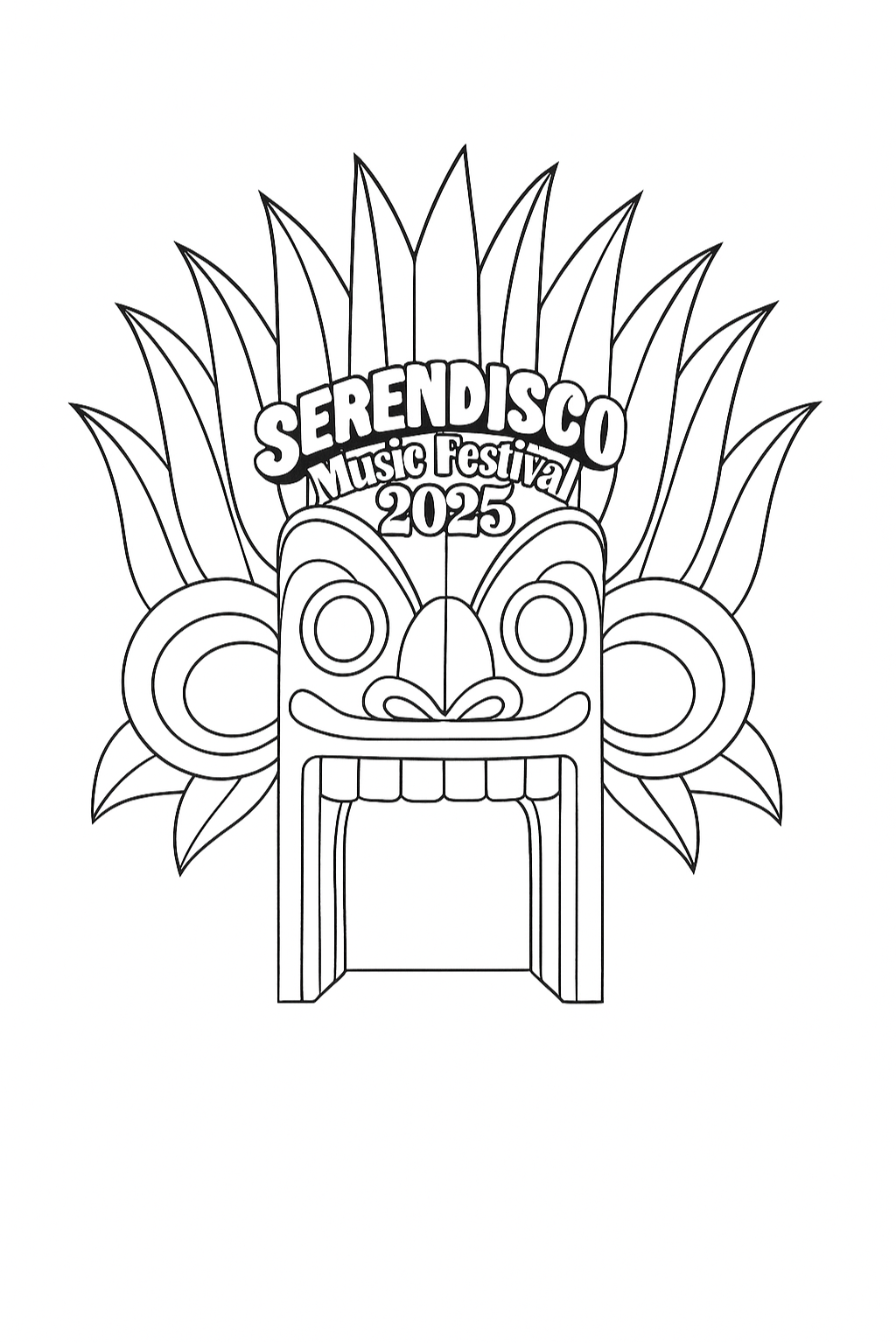 Line drawing - front elevation with Serendisco 2025 lockup